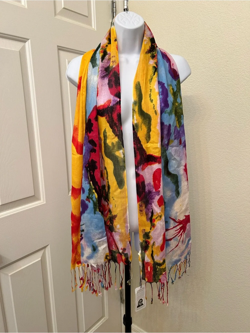Calling all “Deadheads” Jerry Garcia Abstract Multicolor Print Scarf 100%Viscose